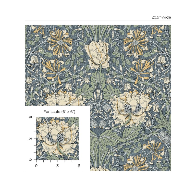 Seabrook Designs Ogee Flora Nonwoven Unpasted Wallpaper