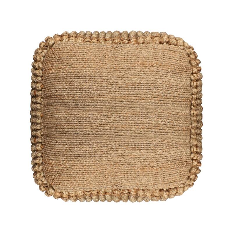 HomeRoots 18" Natural Jute Blend Cube Pouf Ottoman