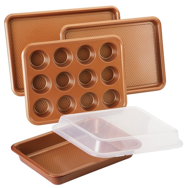 Ayesha Bakeware Nonstick Baking Pan Set, Copper, 5-Piece. Opens flyout.