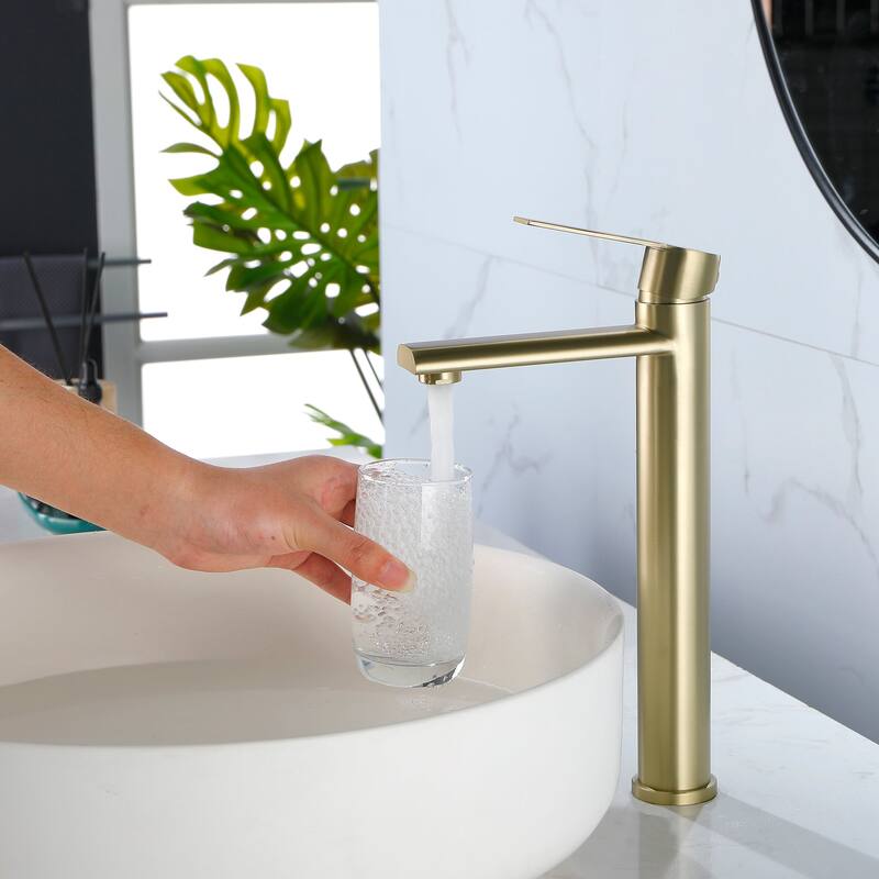 Single Handle Single Hole Bathroom Faucet - 6"12"