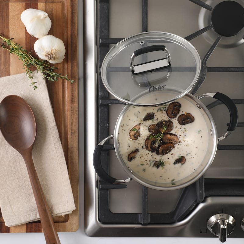 Oster Silverbolt 6 Piece Stackable Space-Saving Dutch Oven Sauce Pan Cookware Set