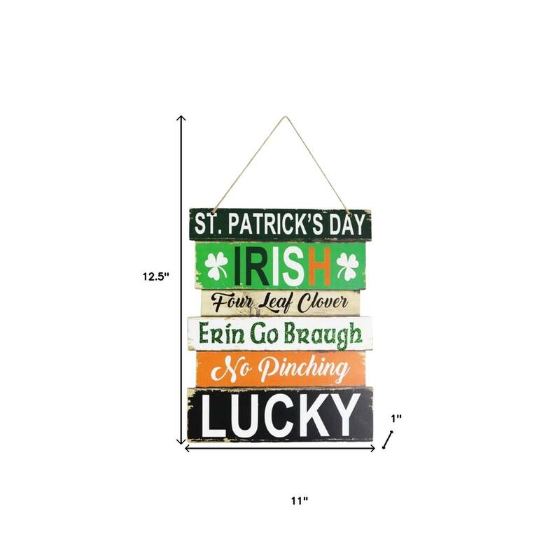 HomeRoots Set of Two Gold Green And White St Patrick's Day Wood Hanging Wall Decor