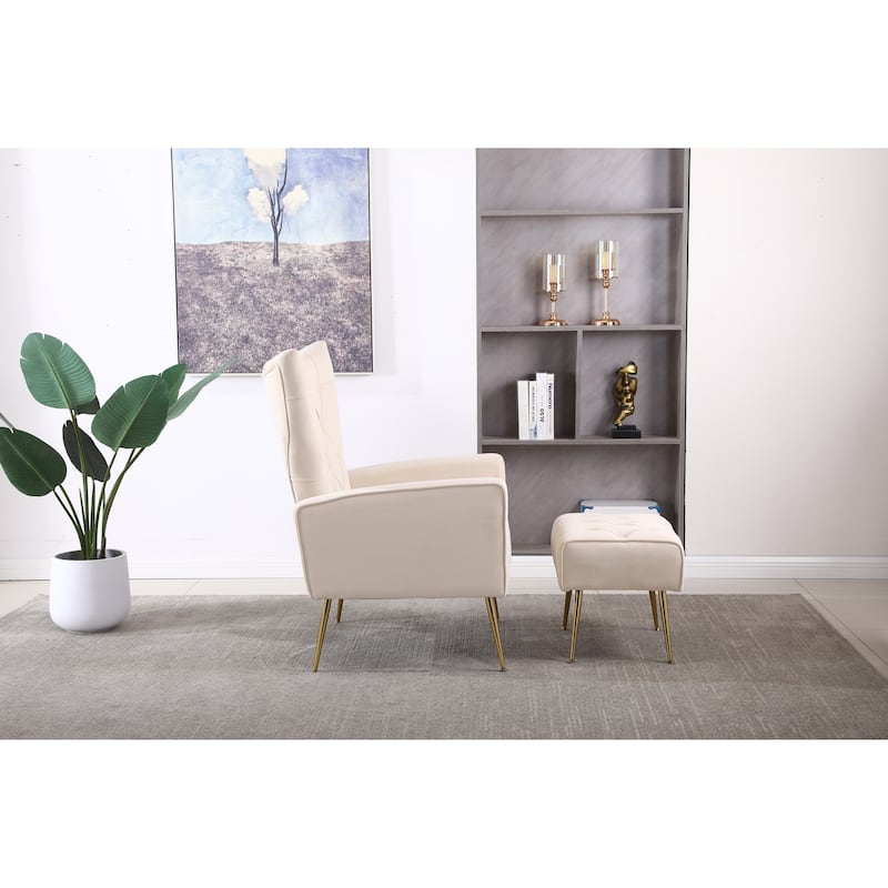 31.5" Velvet Button Tufted Arm Chair