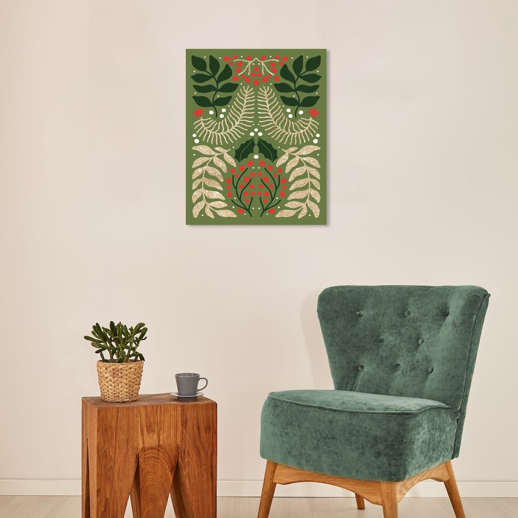 Wynwood Studio Canvas Floral and Botanical Nordic Pattern Green Glam Wall Art Canvas Print