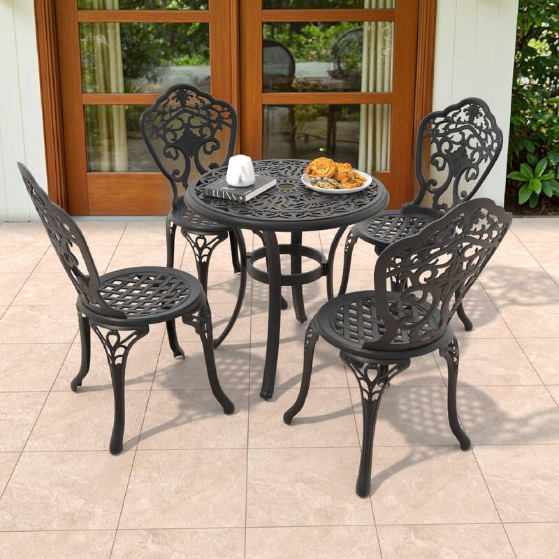 Traditions 5-Piece Patio Outdoor Dining Set with 4 Dining Chairs and 26.77 in.Round Table, Rust Free