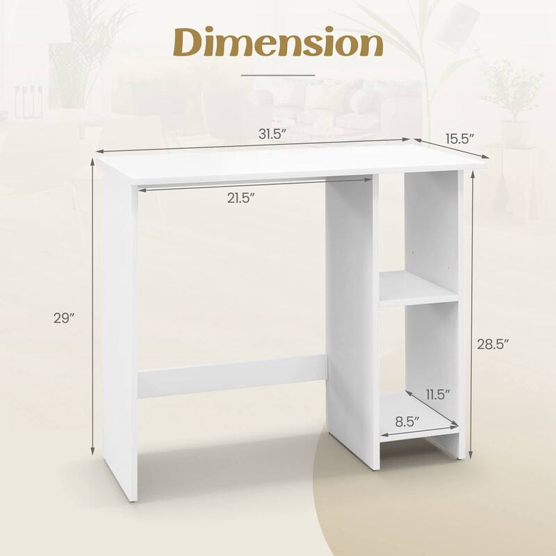 Costway Small Computer Desk with Storage Modern Writing Desk with