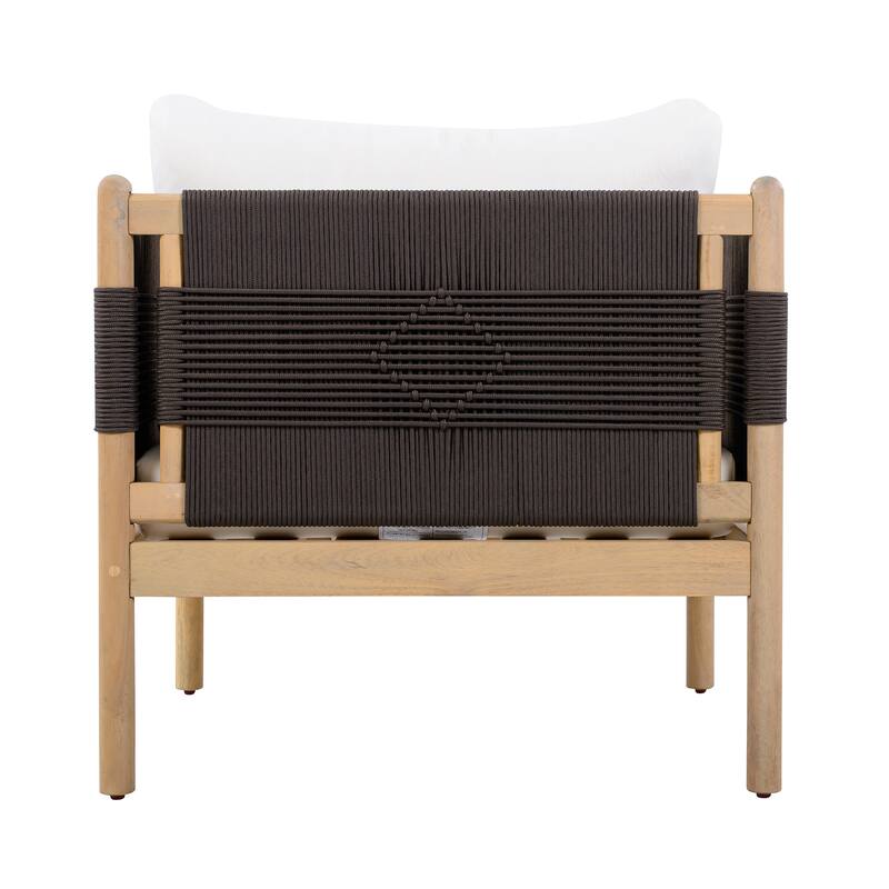 Christopher Knight Home - Outdoor 4-Piece Sofa Set with Acacia Wood Loveseat, Club Chairs & Coffee Table, Handwoven Rope Accents