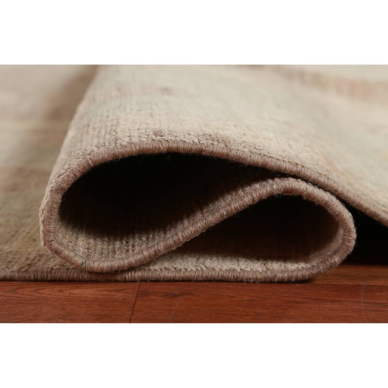 Hand Knotted Oriental 100% Wool Carpet Transitional All-Over Brown Oushak Area Rug - 13' 5'' X 9' 11''