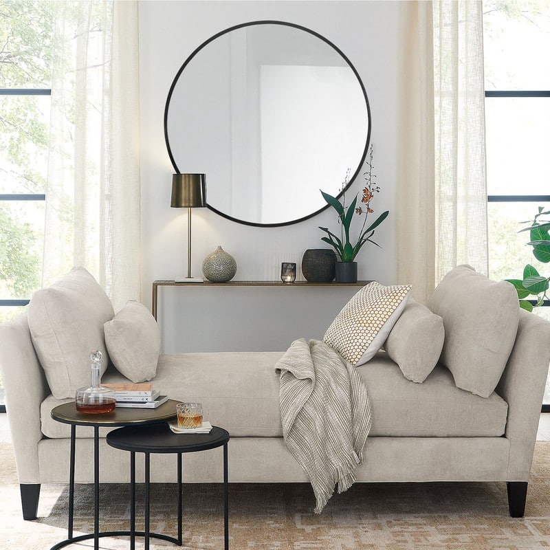 Classic Round Accent Bathroom Mirror Metal Frame Hanging Wall Mounted Circle Mirror for Wall Decor Vanity Entryway Living Room