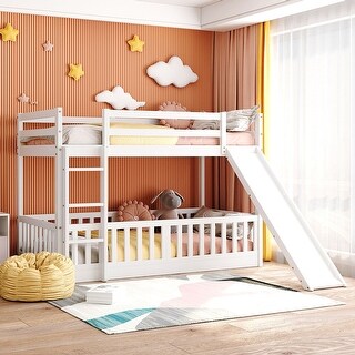 Twin Over Twin Bunk Bed with Slide and Ladder - Bed Bath & Beyond ...