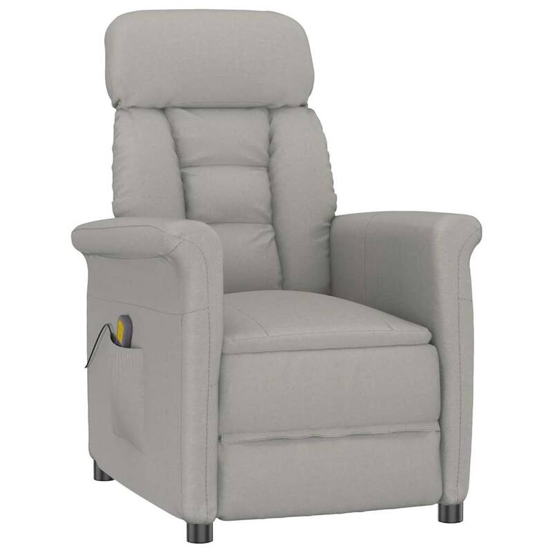 vidaXL Massage Chair Dark Grey/Light Grey/Cream Microfibre Fabric - Light gray