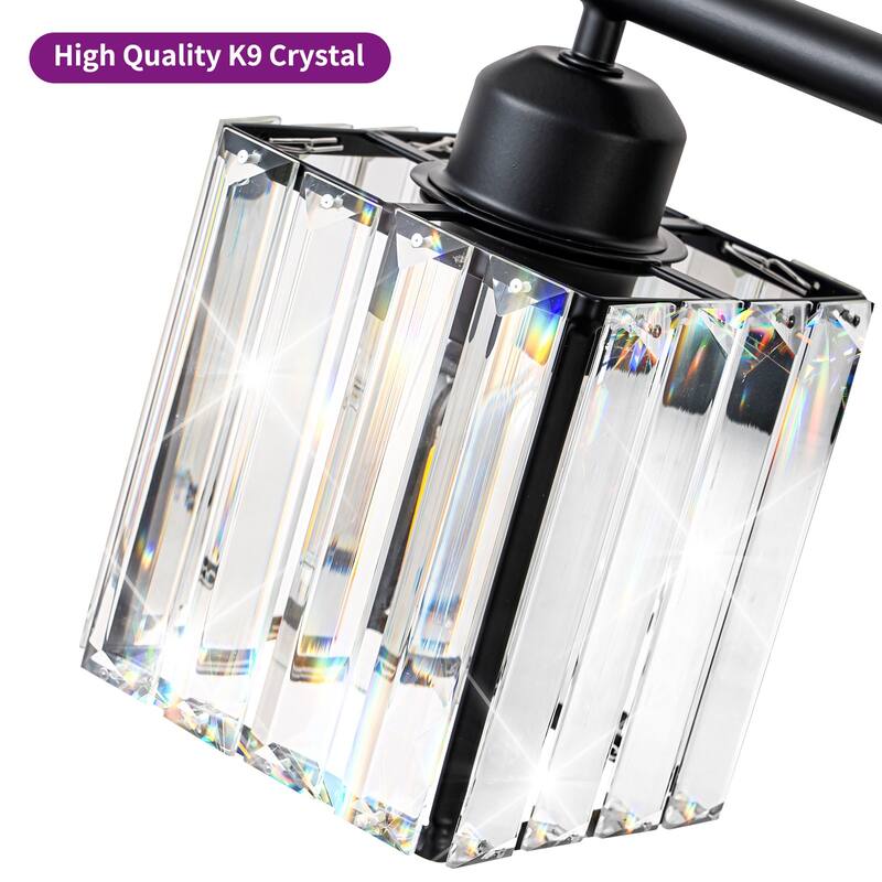 Starsky 3/4-Light Modern Dimmable Bathroom Crystal Vanity Light Wall Sconces with Crystal Shade