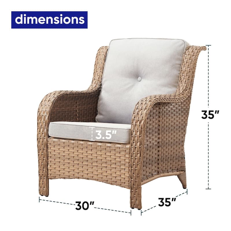 Gymojoy Wicker Patio Club Chairs with Olefin Weather-Resistant Cushions