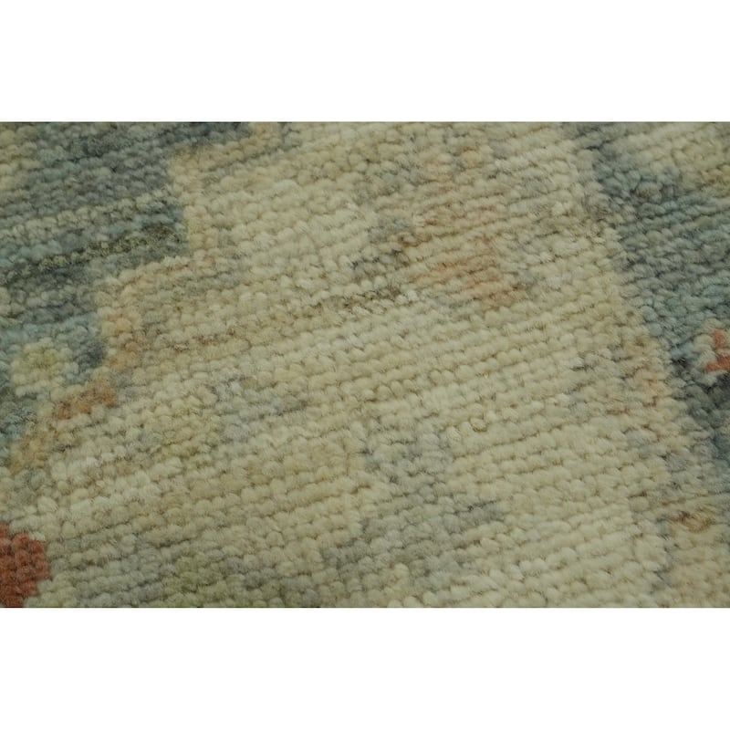 Vegetable Dye Wool Oushak Turkish Foyer Rug, Medallion Geometric Carpet - 2' 11'' X 1' 11''