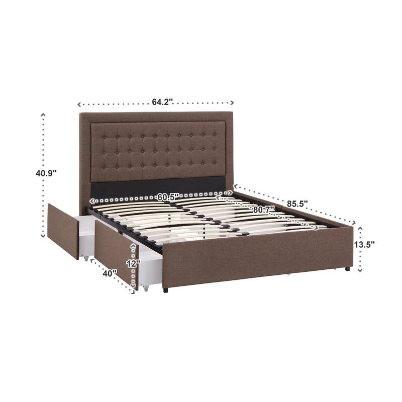 Arlert Tufted Linen Headboard Storage Platform Bed by iNSPIRE Q Classic