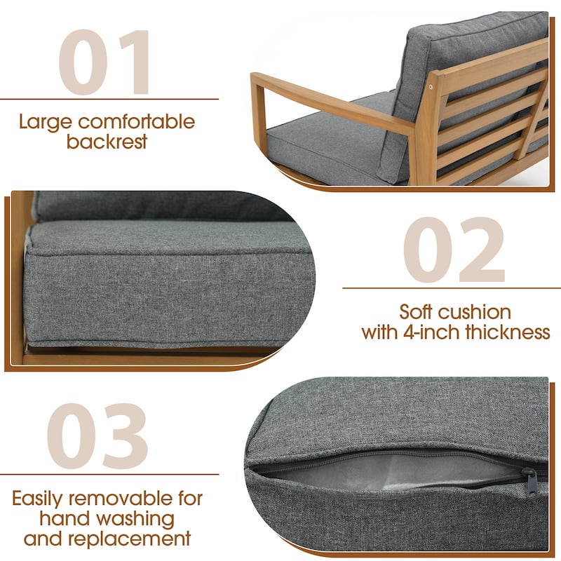 Outdoor Conversation Set with Coffee Table in Acacia Wood 8-Piece Sofa Set