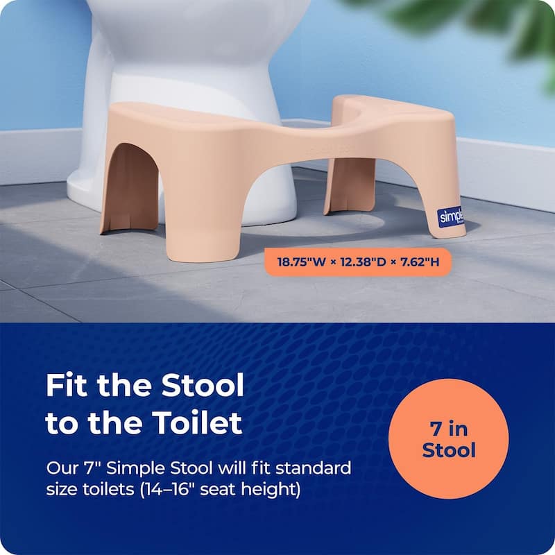 Squatty Potty Simple Bathroom Toilet Stool, Peach 7 Inch Ergonomic Stool - Posture-Enhancing Bathroom Footrest - Peach Fuzz