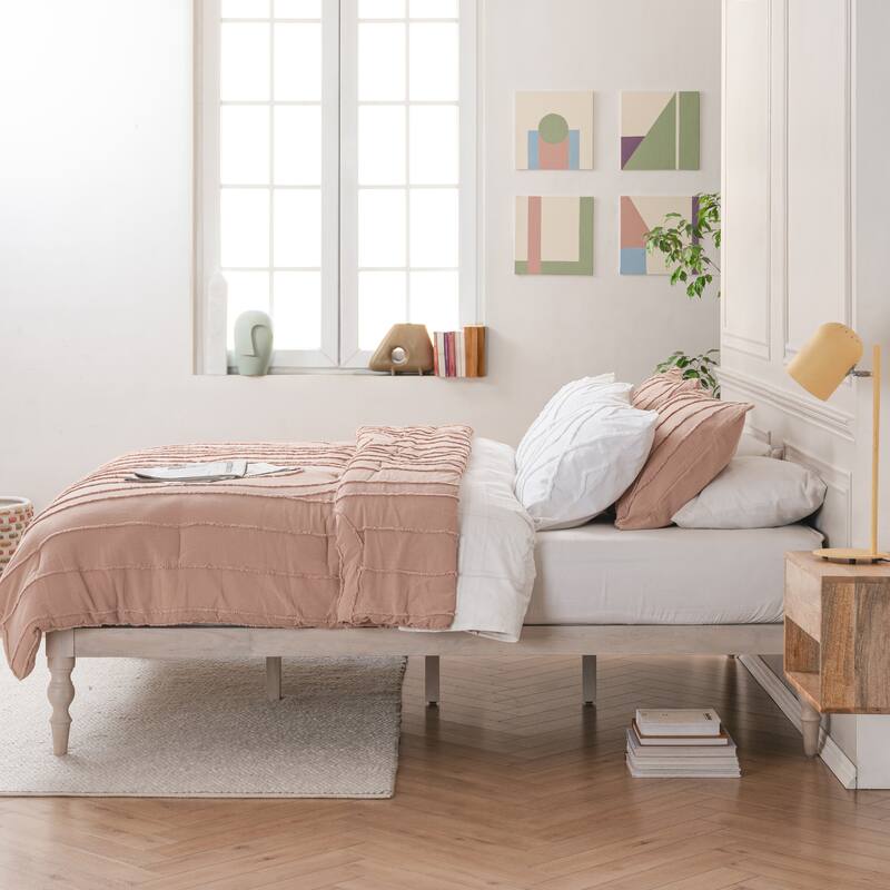 MH London Rhonda Solid Mango Wood Platform Bed
