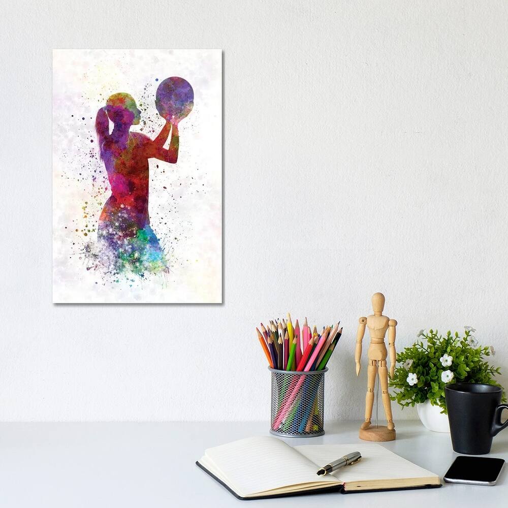iCanvas "Young Woman Basketball Player In Watercolor III" by Paul Rommer Canvas Print