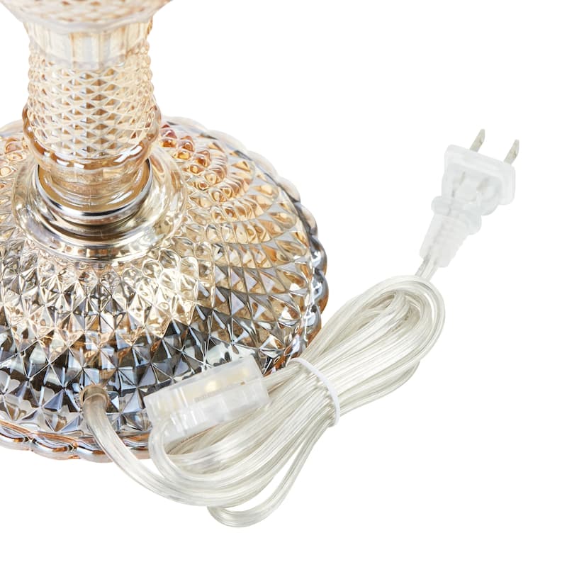 Silver Orchid White Champagne Glass and Metal Table Lamp - 13.875"L x 13.875"W x 24"H