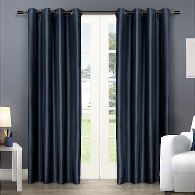ATI Home Chatra Faux Silk Grommet Top Curtain Panel Pair