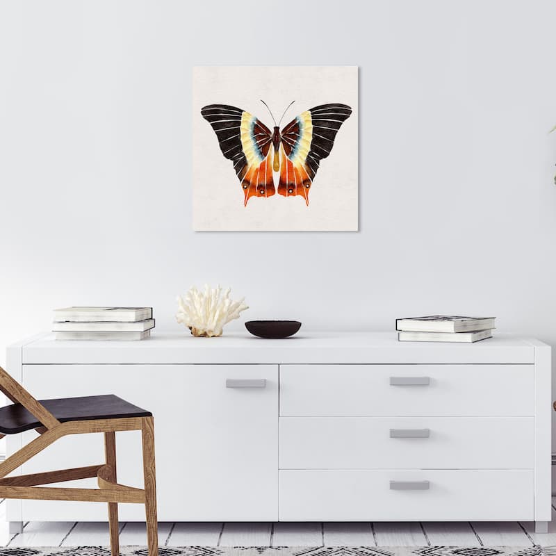 Wynwood Studio Canvas Animals Tricolor Butterfly Black and Dark Orange Tropical Wall Art Canvas Print - Black, Orange - 20 x 20