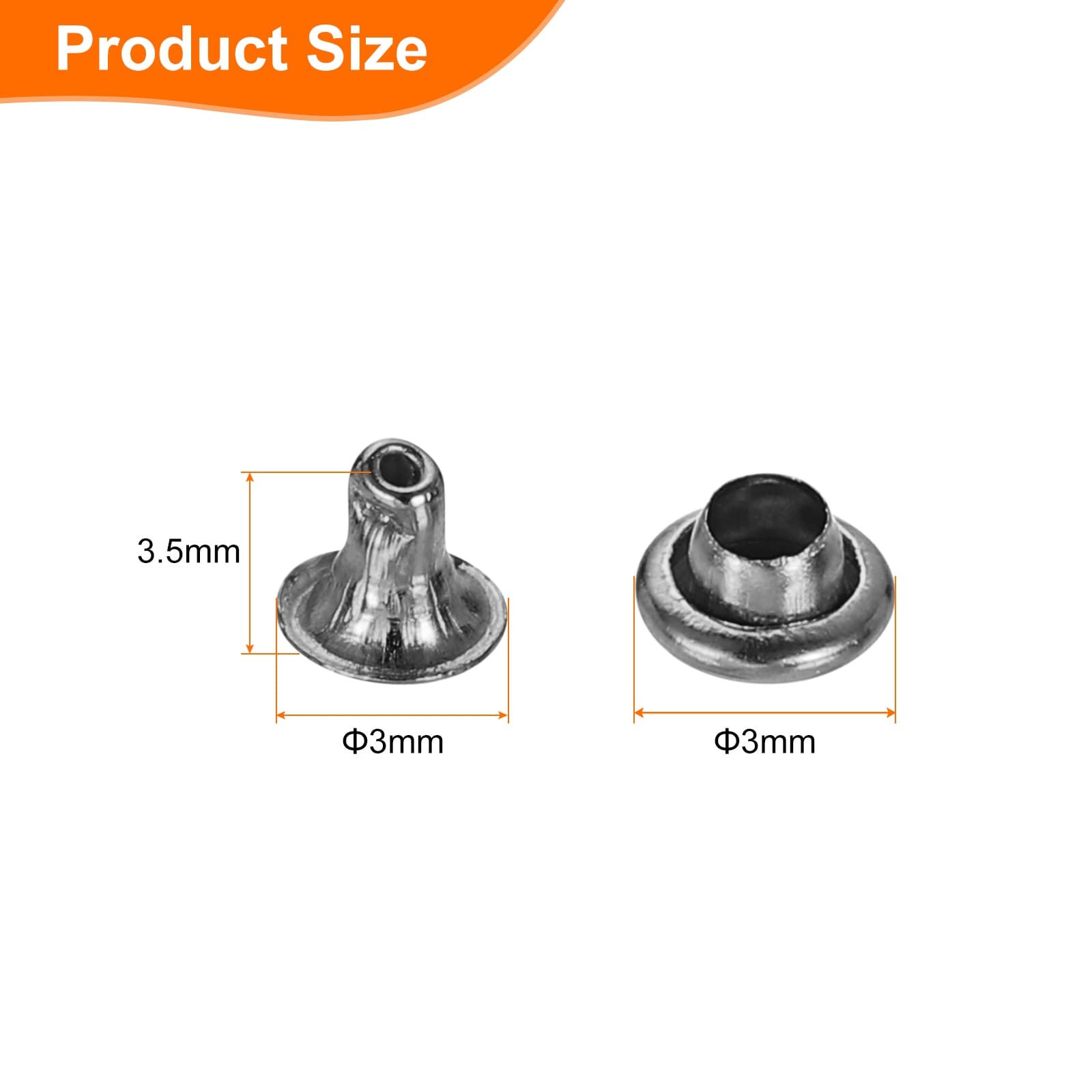 Single Cap Rivets Carbon Steel Round Head Snaps Studs Fasteners Tubular Metal Studs for Leather Decoration