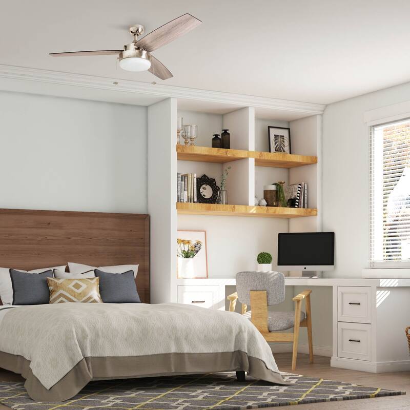 Copper Grove Andreas 52-inch Brushed Nickel LED Ceiling Fan with 3 Barnwood Blades