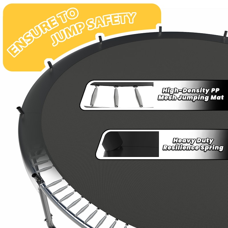 16FT Outdoor Trampoline for Kids and Adults, Pumpkin Trampolines with Curved Poles,Heavy Duty Trampoline