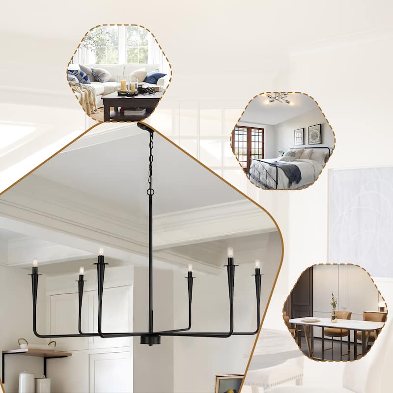 6-Light Classic Traditional Metal Candle Dimmable Chandelier