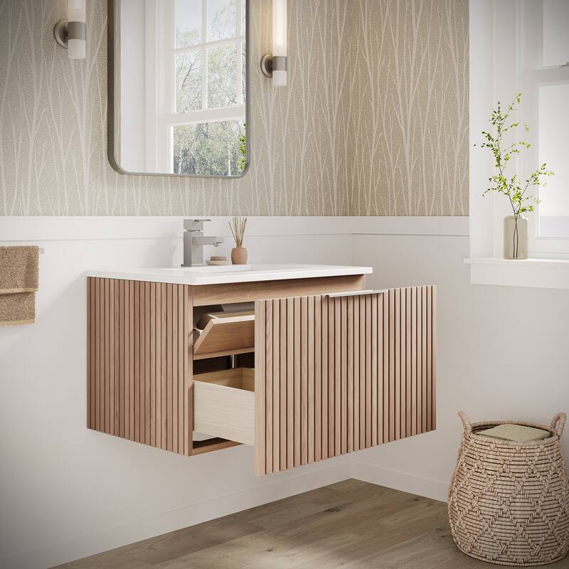 Fresca FCB4130-CWH-U Elliot 30" Wall Mounted Single Basin Vanity Set
