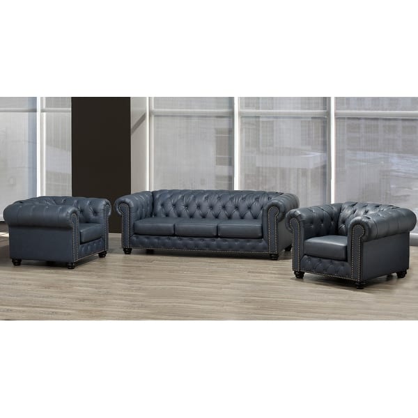 Wigan Top Grain Leather Sofa and Two Chair Set Bed Bath & Beyond
