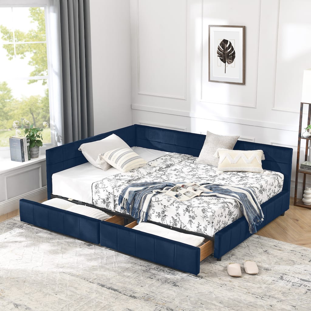 Full Size Storage Upholstered Tufted Bed Frame, Sofa Bed Frame With Comfortable Backrest And Armrests