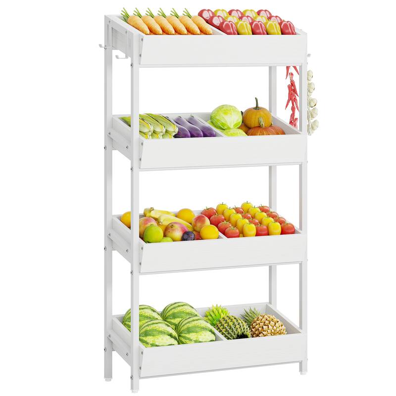4-Tier Fruit Vegetable Storage Retail Displays Rack Stand for Kitchen Supermarket