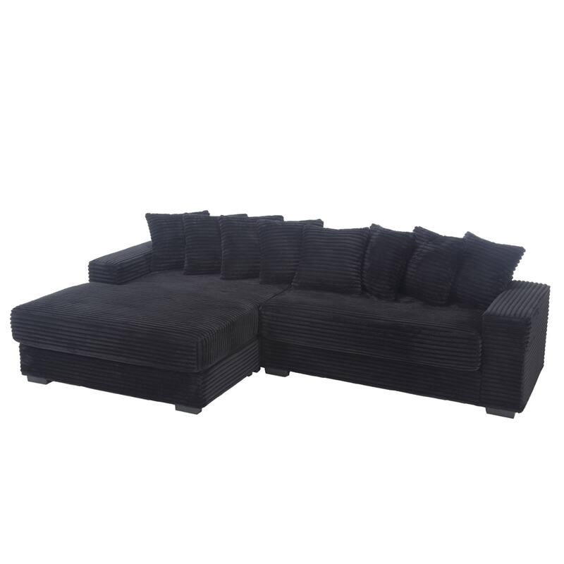 Oversized Two-Piece Couches, L Shaped Sofa, Corduroy, Right Chaise Daybed,with Armrests,Eight Throw Pillows,Corner Sofa