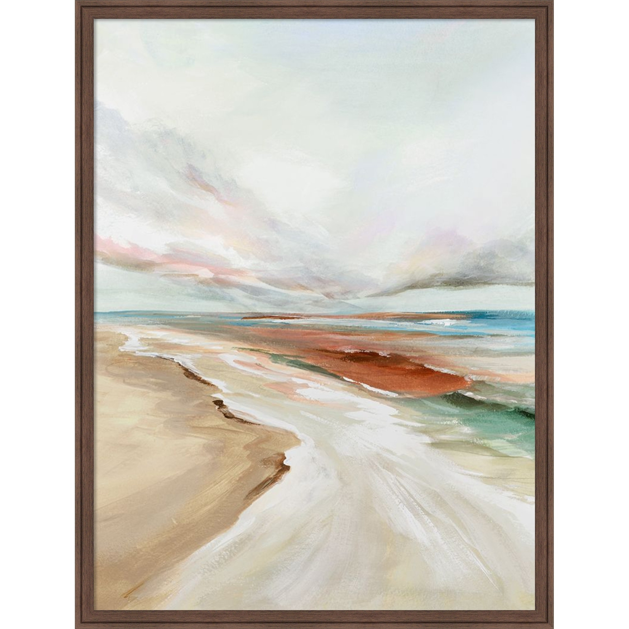 Serene Coastal Horizon by Ian C Framed Mounted Canvas Wall Art Print