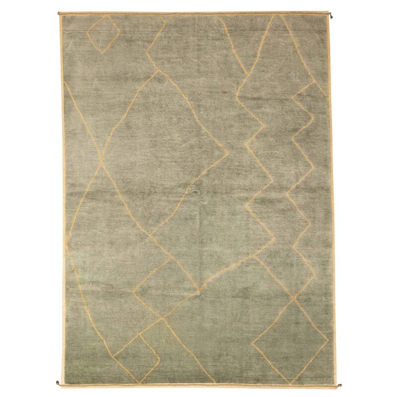 ECARPETGALLERY Hand-knotted Pak Finest Marrakesh Light Green Wool Rug - 9'0 x 12'3