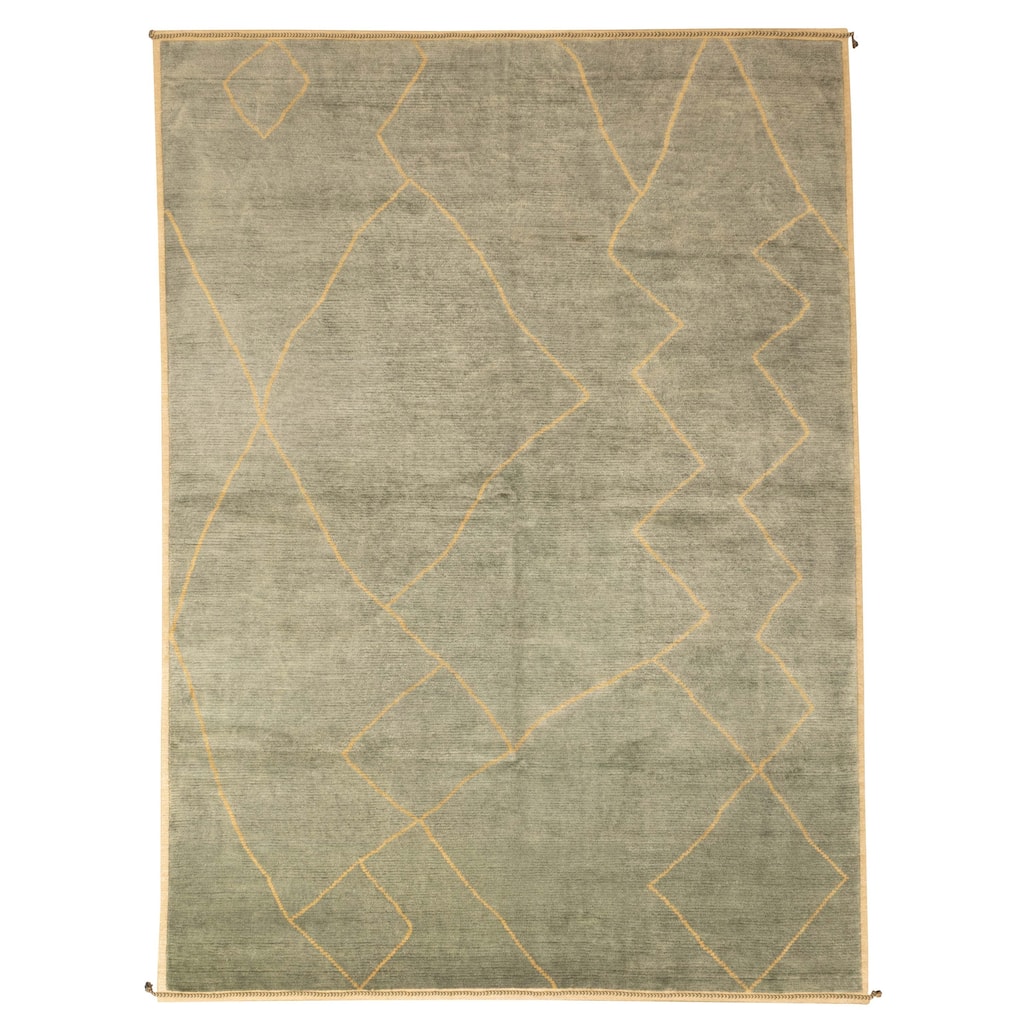 ECARPETGALLERY Hand-knotted Pak Finest Marrakesh Light Green Wool Rug - 9'0 x 12'3
