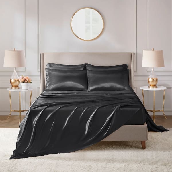 Madison Park Essentials Satin Luxury 6 PC Sheet Set - King - Black