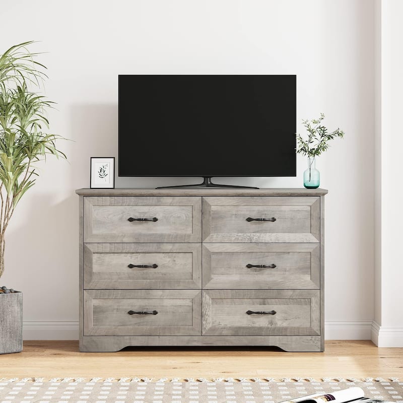 Dresser for Bedroom with 5/6 Drawers - Grey - 6-drawer