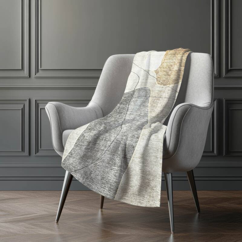 Premium Machine Washable Abstract Contemporary Sherpa Throw Blanket