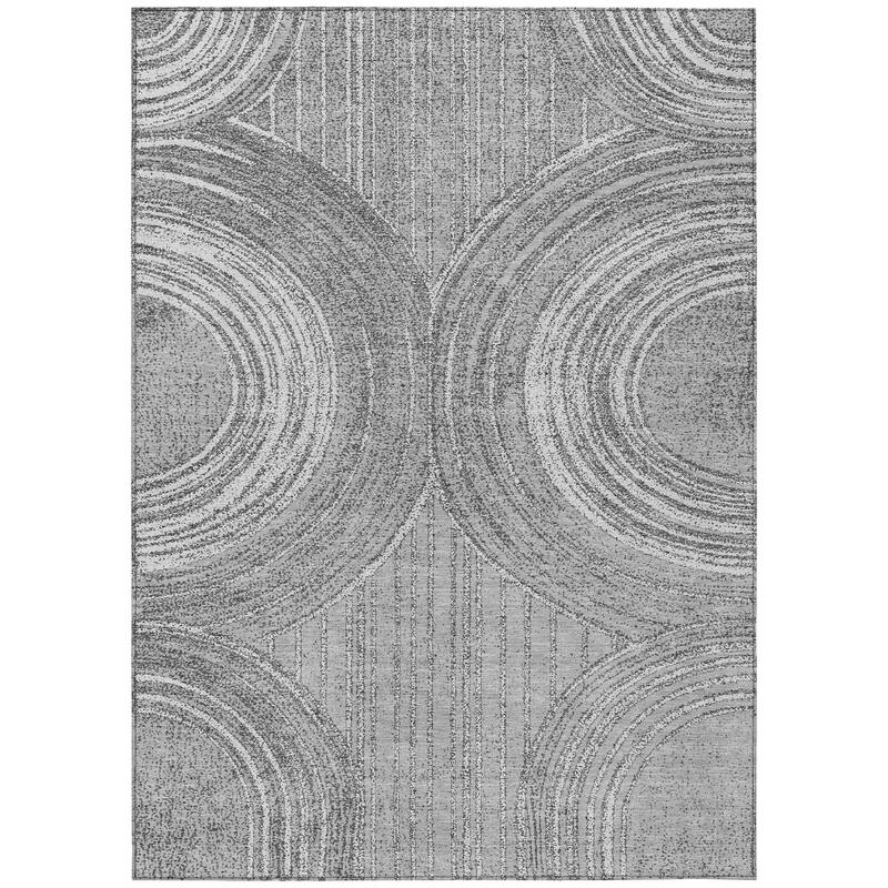 Machine Washable Indoor/ Outdoor Modern Trax Chantille Rug