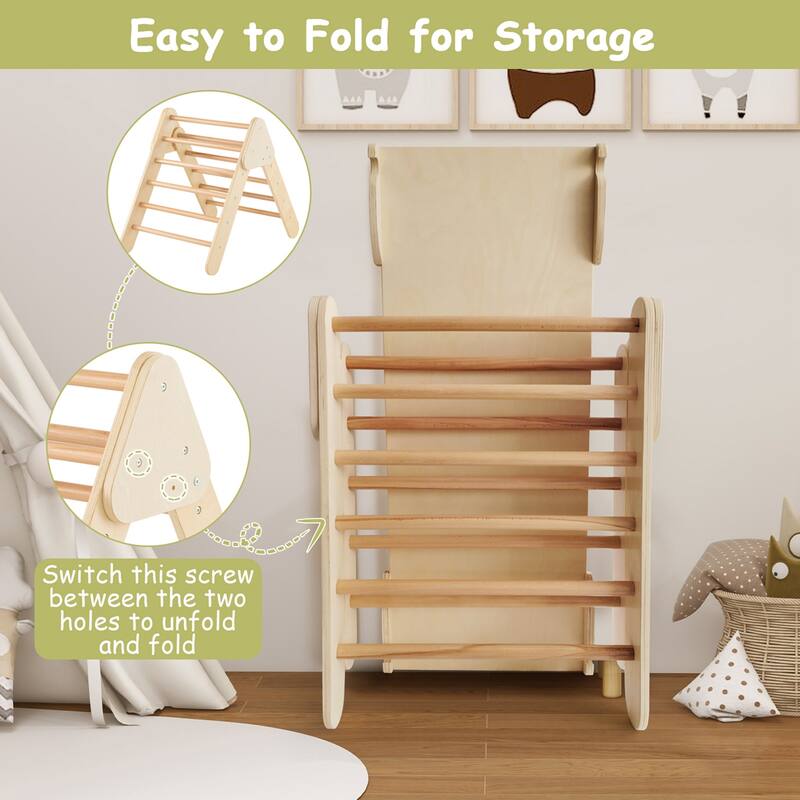 Costway 3-in-1 Kids Climber Set Toddler Wooden Play Arch with Sliding - See Details