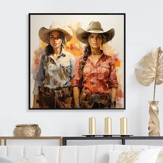 Designart "Western Elegance Cowgirls Grace I" Cowgirls Pink Wall Decor ...