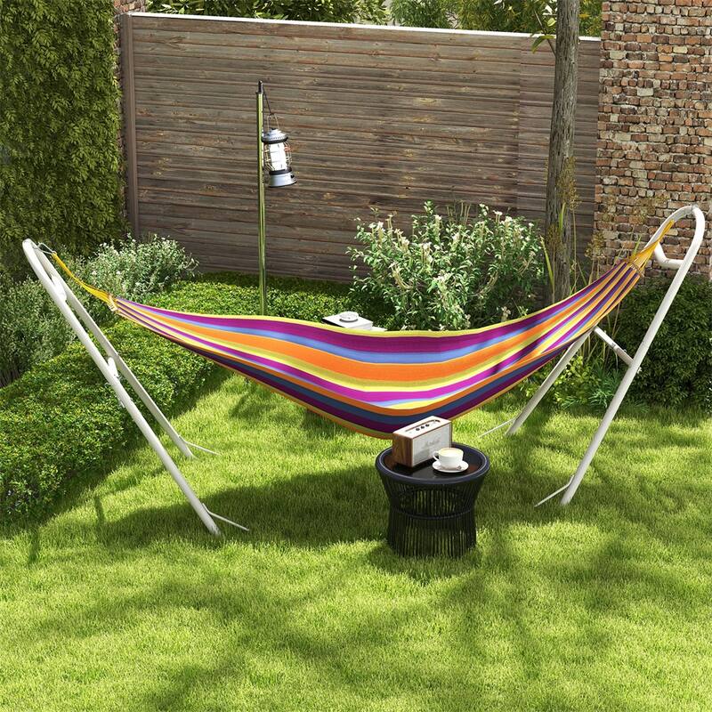 Adjustable Heavy Duty Hammock Stand Powder Coated Steel Supports Up to 550 Pounds Fits Most Brazilian Flat
