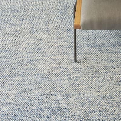 EXQUISITE RUGS Rhodes Hand-loomed PET yarn Blue Area Rug.