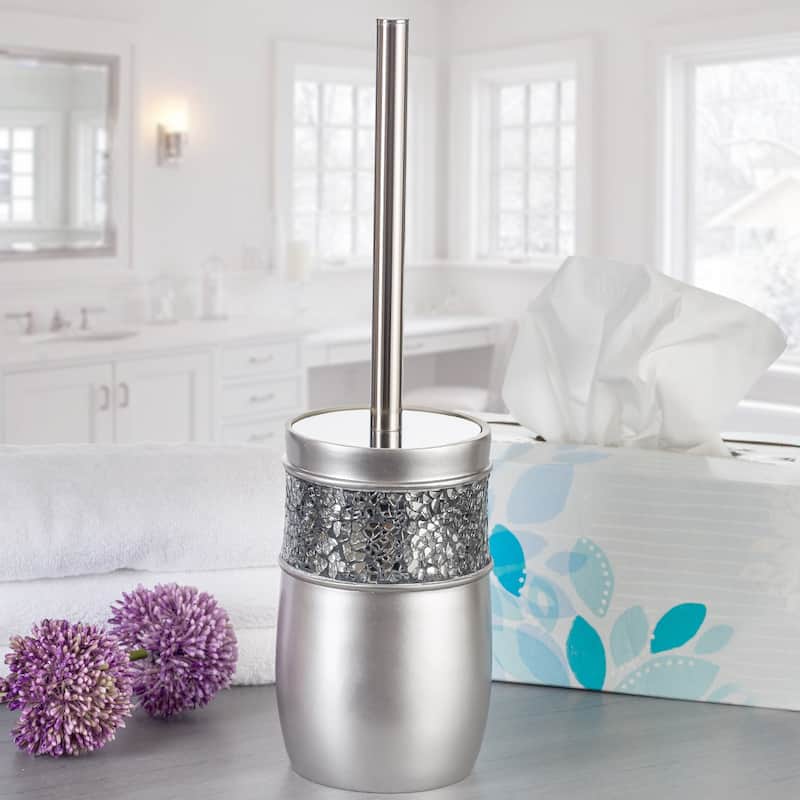 Creative Scents Brushed Nickel Silver Toilet Brush with Holder