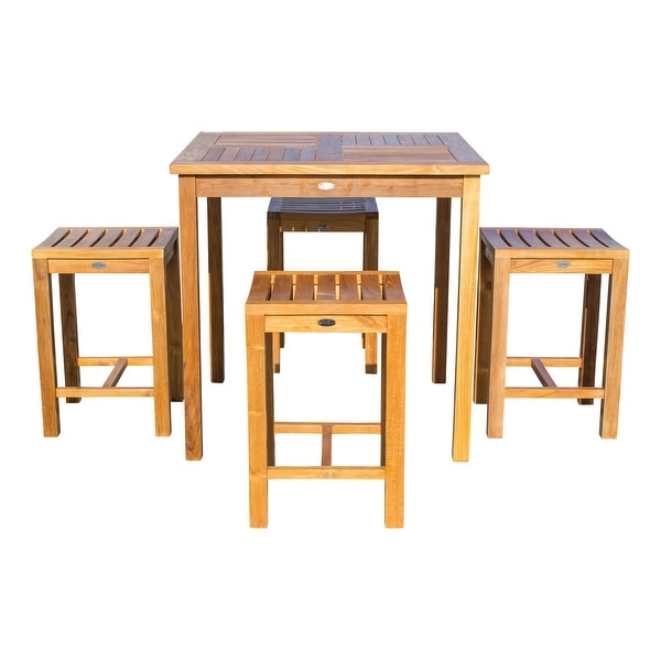 Chic Teak Seville Outdoor Teak Wood Patio Counter Height Bistro