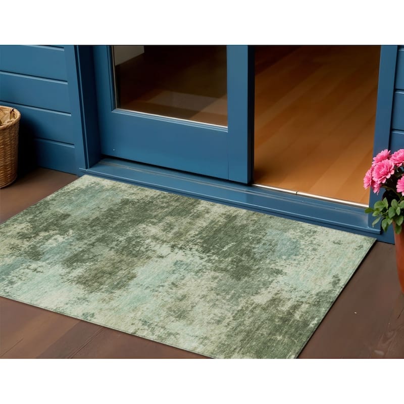 HomeRoots Abstract Transitional Rectangle Outdoor Rug - 3' x 5'