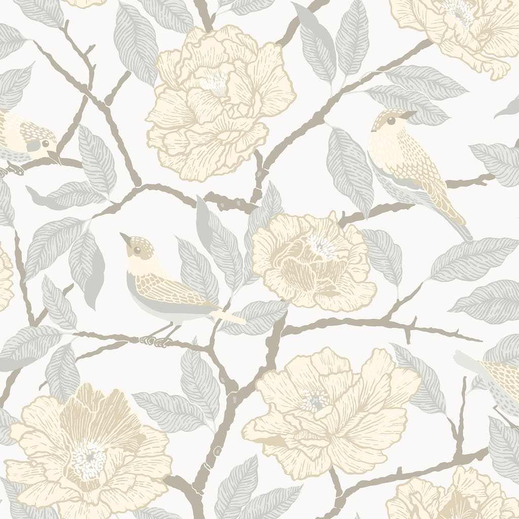 A-Street Prints Bernadina Light Yellow Rosebush Wallpaper